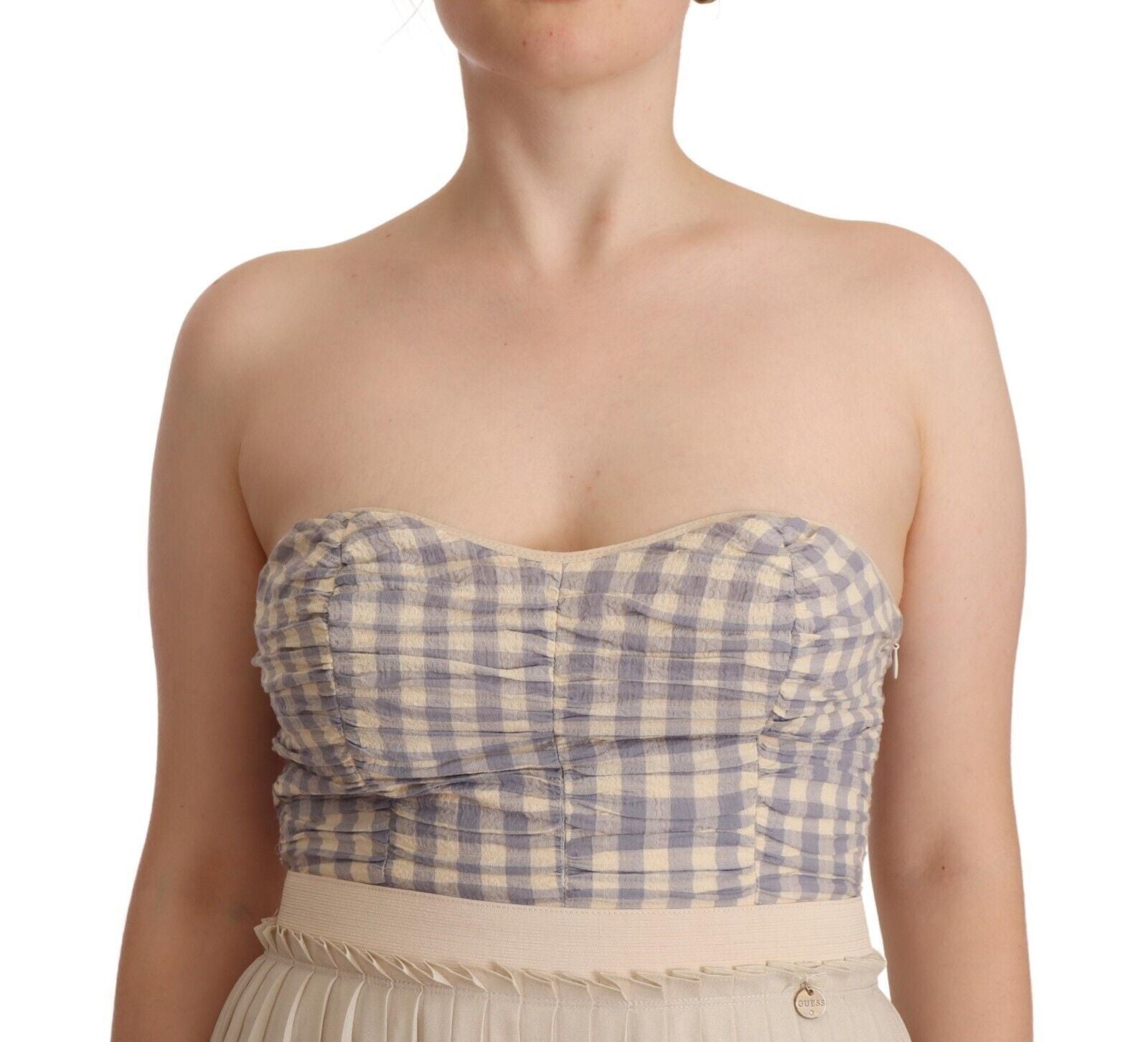 Guess – Schickes, beiges, trägerloses A-Linien-Kleid