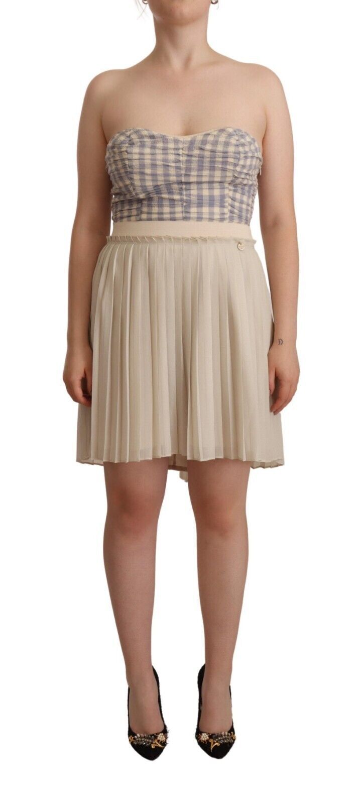 Guess – Schickes, beiges, trägerloses A-Linien-Kleid