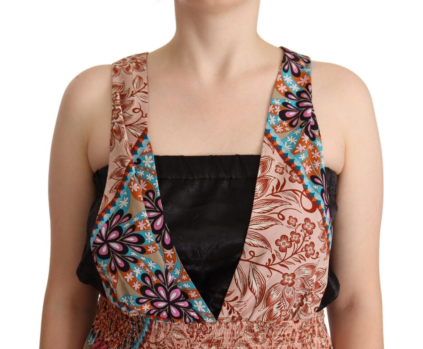 PINKO Schicker, mehrfarbiger, ärmelloser Jumpsuit mit V-Ausschnitt