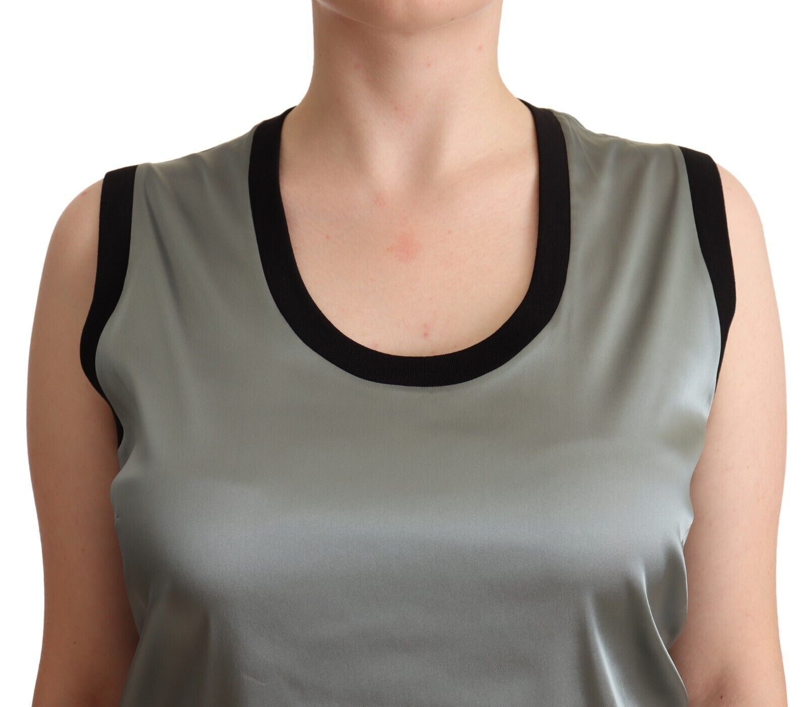 Dolce &amp; Gabbana Elegante silberne ärmellose Bluse
