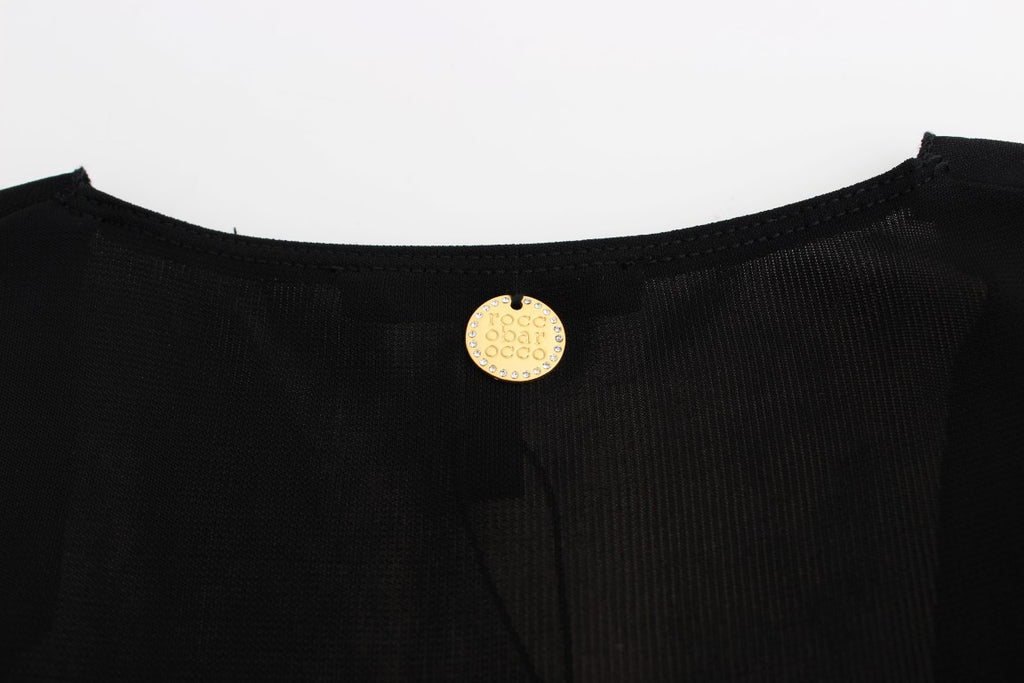 Roccobarocco Elegantes ärmelloses schwarzes Minikleid mit goldenen Details