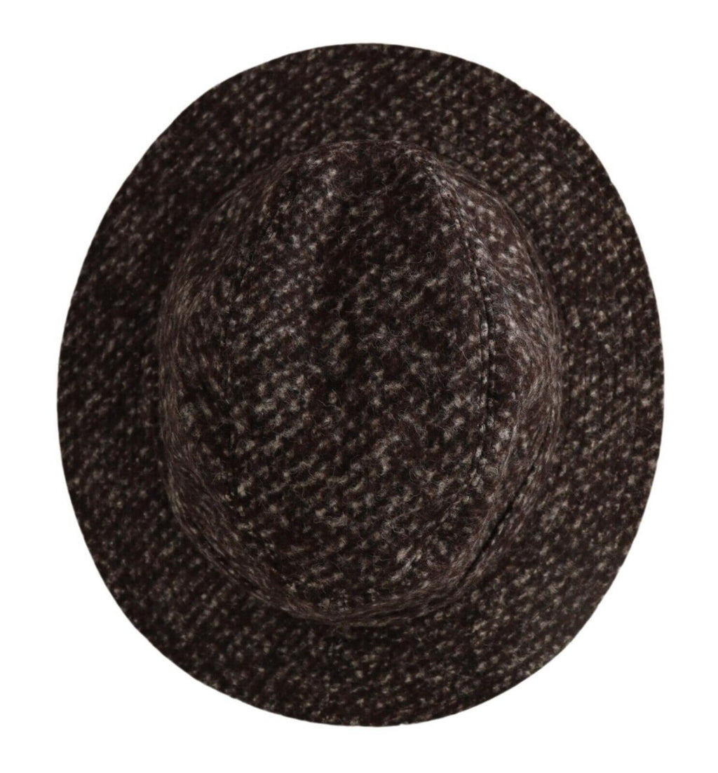Dolce &amp; Gabbana – Eleganter Hut aus grauem Tweed mit breiter Krempe