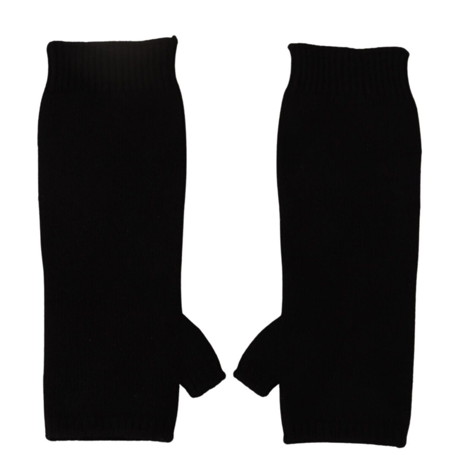 Dolce &amp; Gabbana Elegante fingerlose Handschuhe aus schwarzem Kaschmir