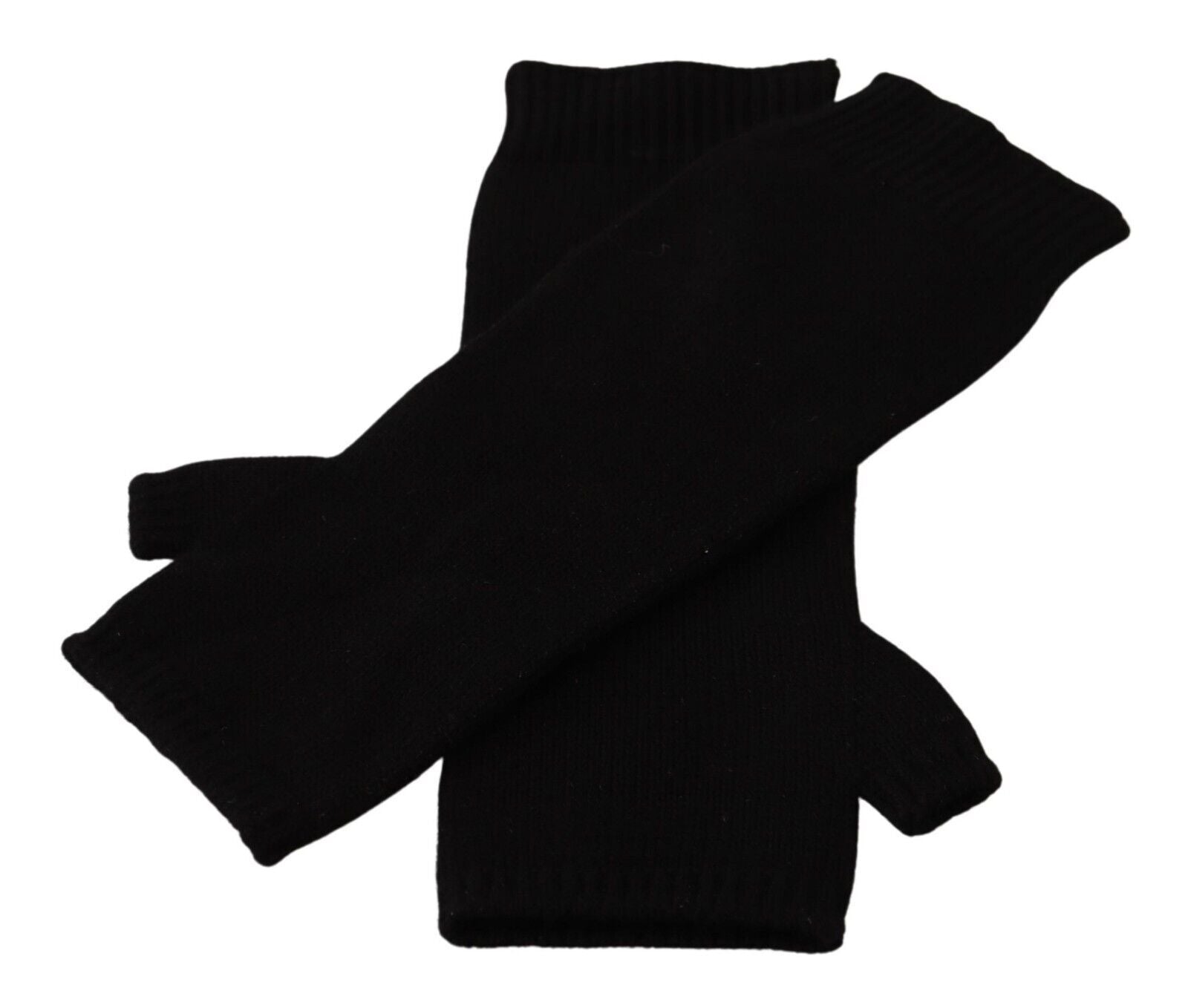 Dolce &amp; Gabbana Elegante fingerlose Handschuhe aus schwarzem Kaschmir