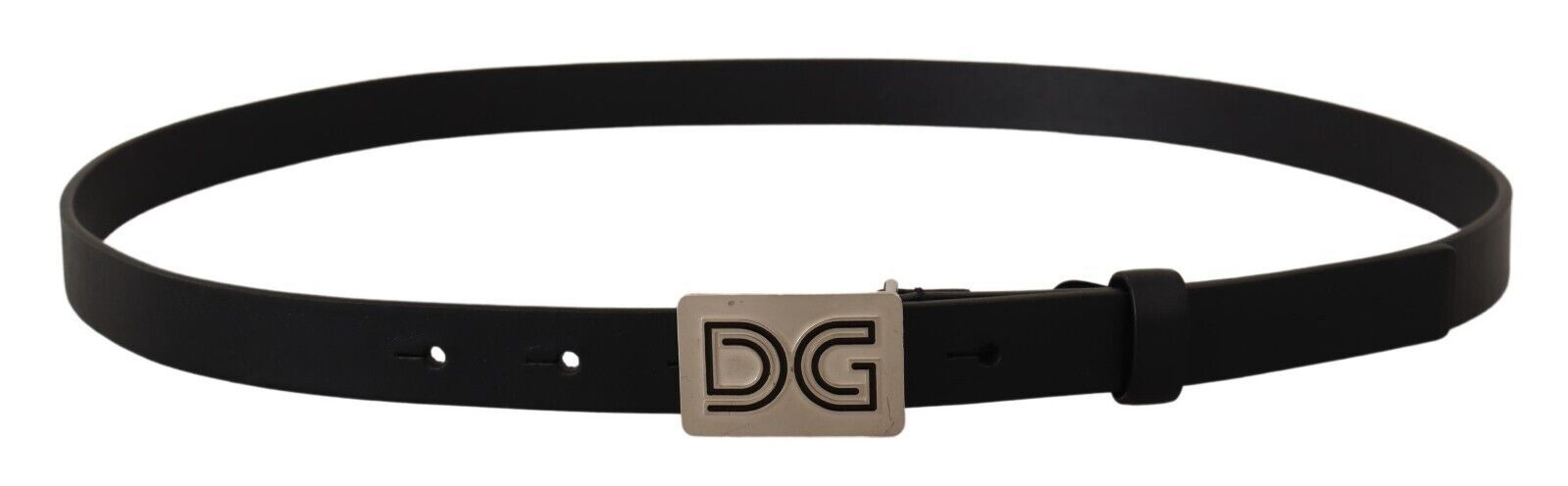 Dolce &amp; Gabbana Eleganter schwarzer Ledergürtel mit silberner Schnalle