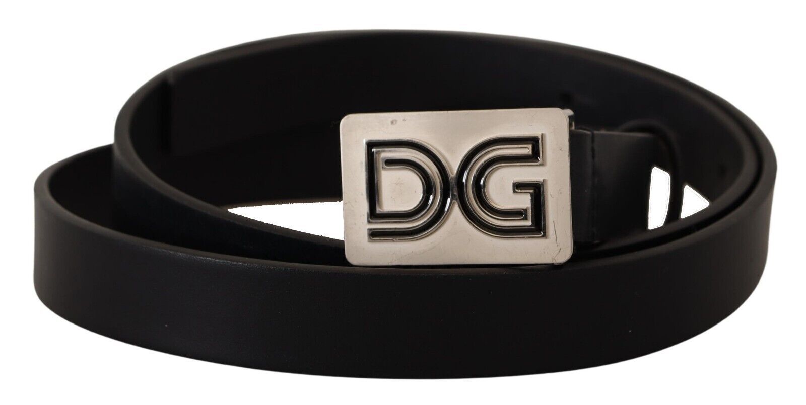 Dolce &amp; Gabbana Eleganter schwarzer Ledergürtel mit silberner Schnalle