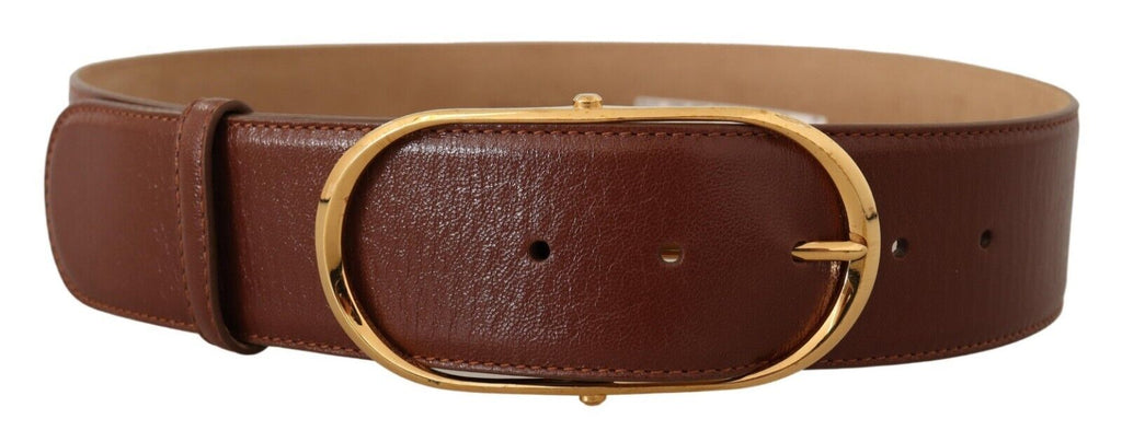 Dolce &amp; Gabbana Eleganter brauner Ledergürtel mit goldener Schnalle