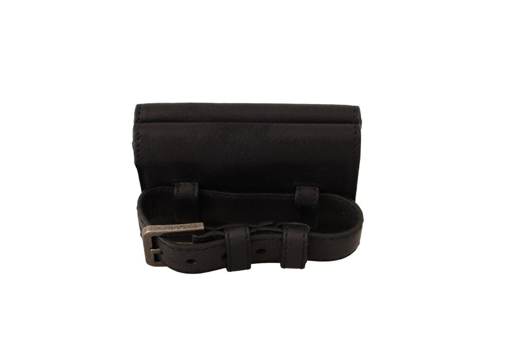 Dolce &amp; Gabbana Elegantes dreifach gefaltetes Multi-Kit aus schwarzem Leder