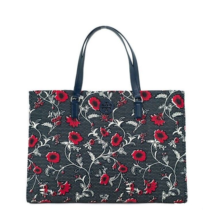 Tory Burch – Mittelgroße Schultertasche aus Nylon mit Retro-Batik-Print