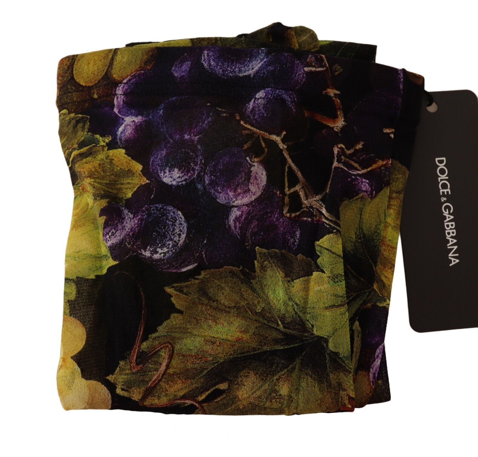 Dolce &amp; Gabbana – Elegante Nylonstrumpfhose mit schwarzem Trauben-Print