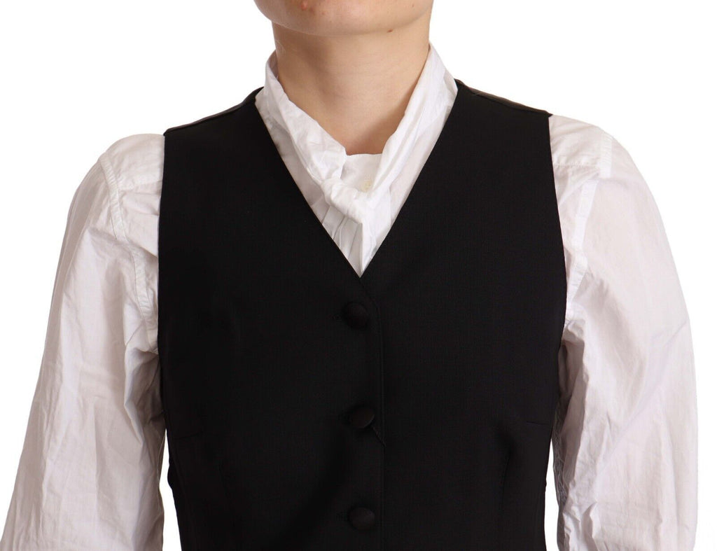 Dolce &amp; Gabbana Elegante Weste aus schwarzer Wollmischung