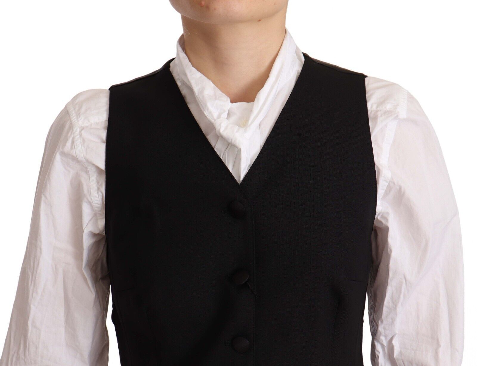 Dolce &amp; Gabbana Elegante Weste aus schwarzer Wollmischung