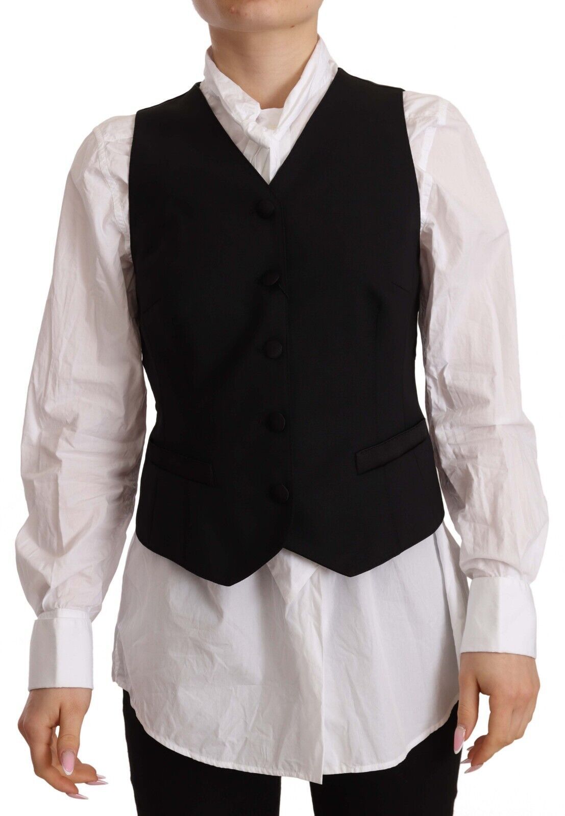 Dolce &amp; Gabbana Elegante Weste aus schwarzer Wollmischung