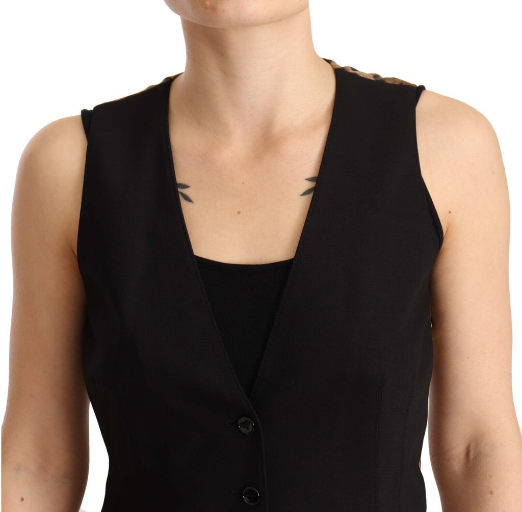 Dolce &amp; Gabbana Elegante Weste aus schwarzer Wollmischung