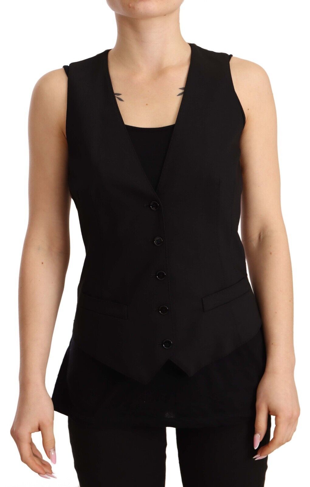 Dolce &amp; Gabbana Elegante Weste aus schwarzer Wollmischung