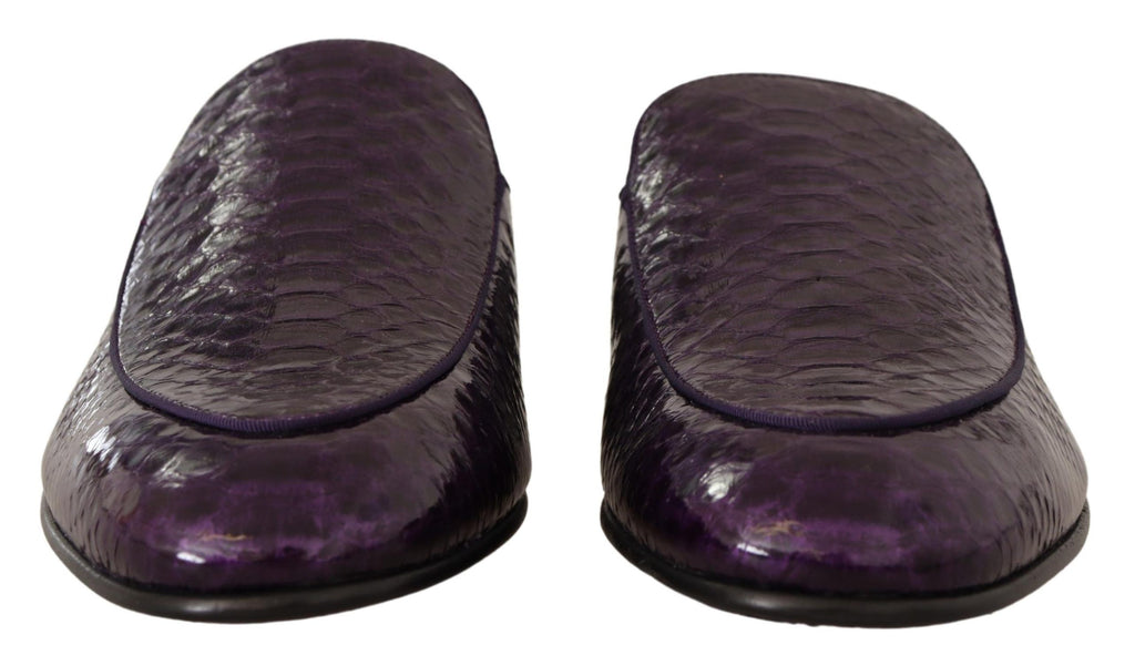 Dolce &amp; Gabbana – Pantoletten aus exotischem Pythonleder in Lila