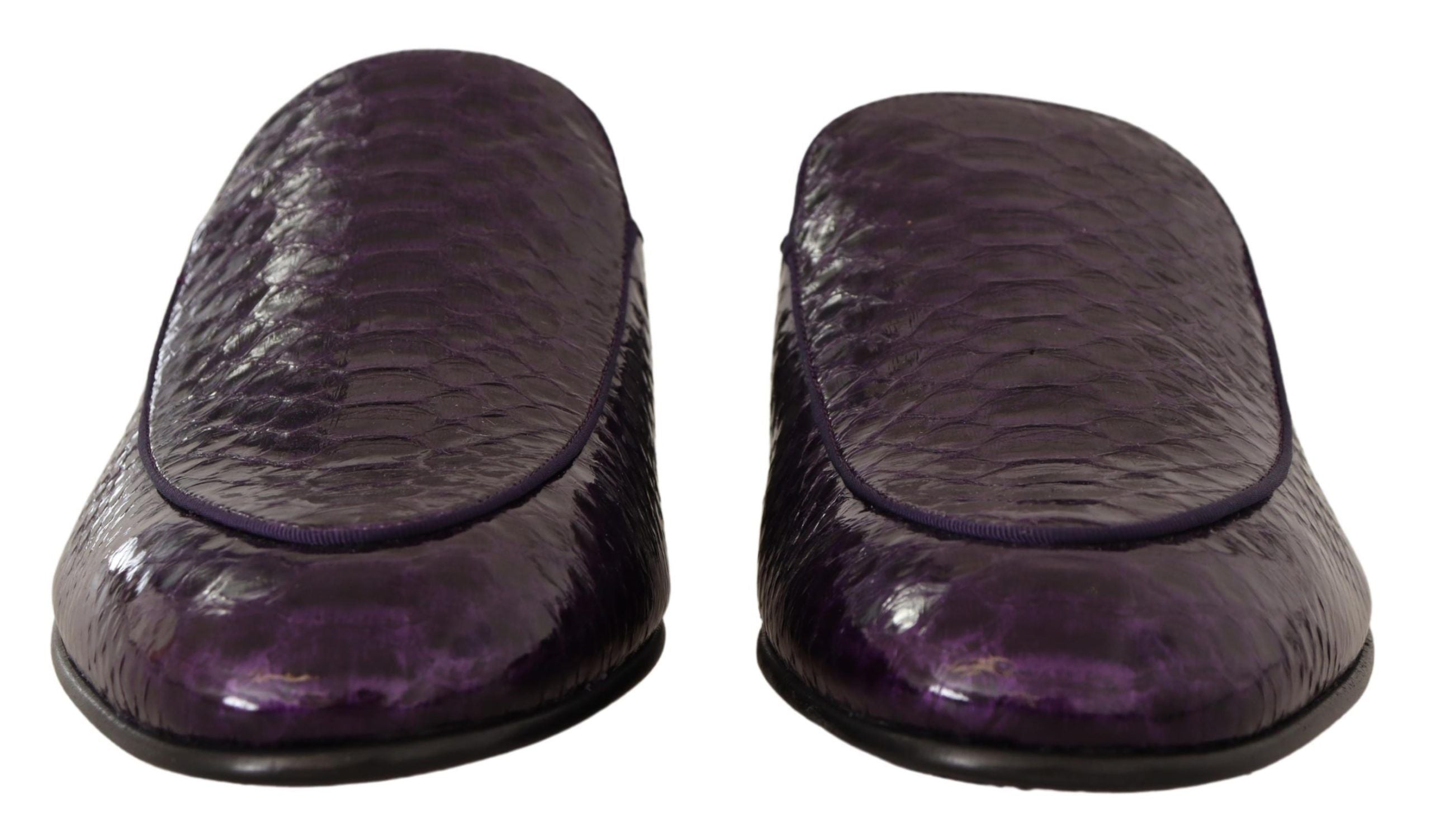Dolce &amp; Gabbana – Pantoletten aus exotischem Pythonleder in Lila