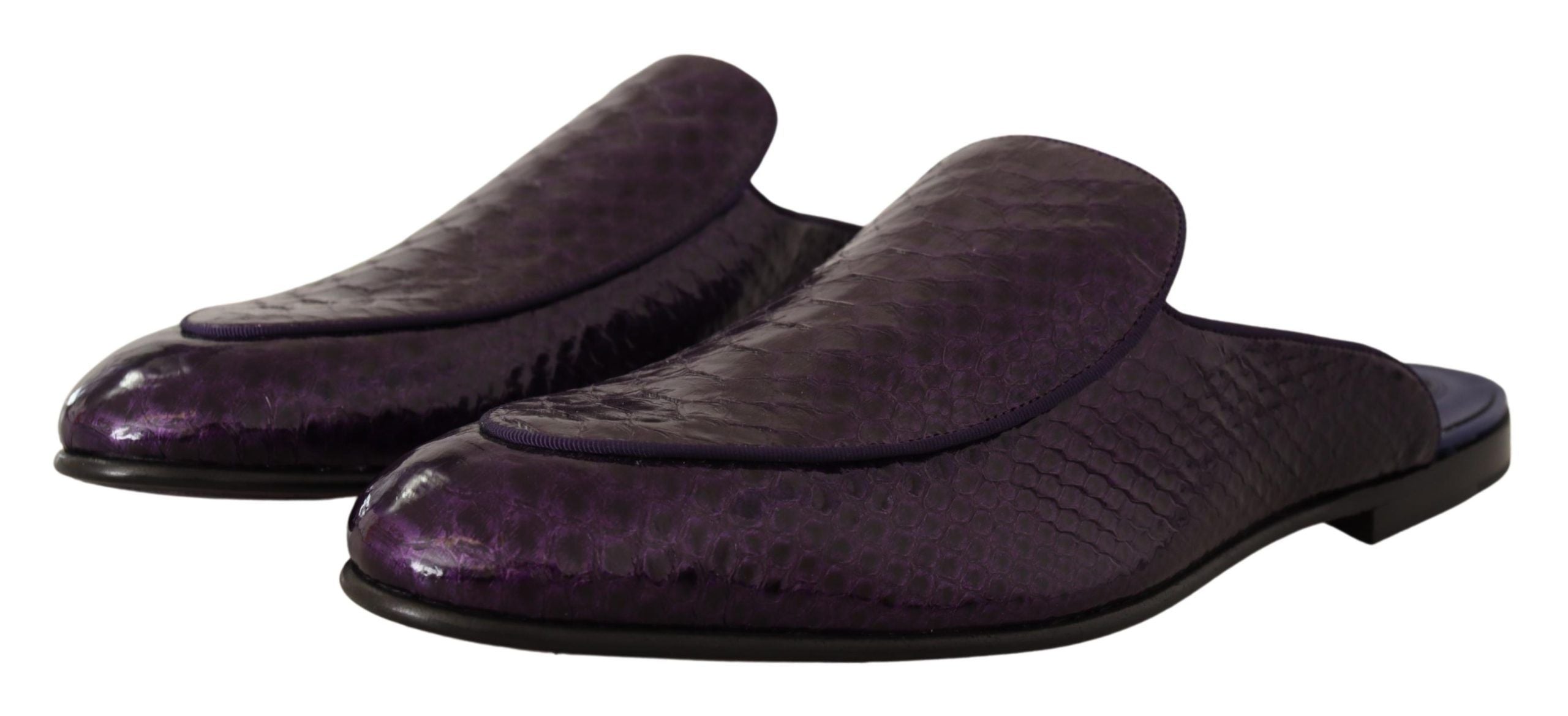 Dolce &amp; Gabbana – Pantoletten aus exotischem Pythonleder in Lila
