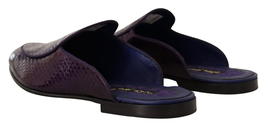 Dolce &amp; Gabbana – Pantoletten aus exotischem Pythonleder in Lila