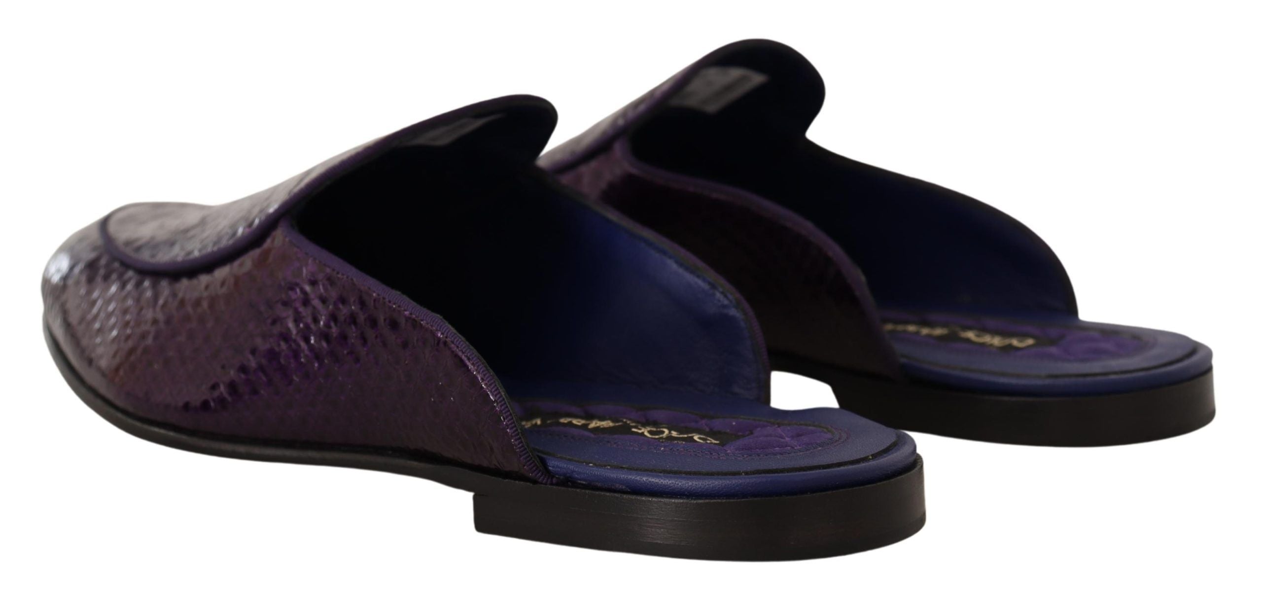 Dolce &amp; Gabbana – Pantoletten aus exotischem Pythonleder in Lila