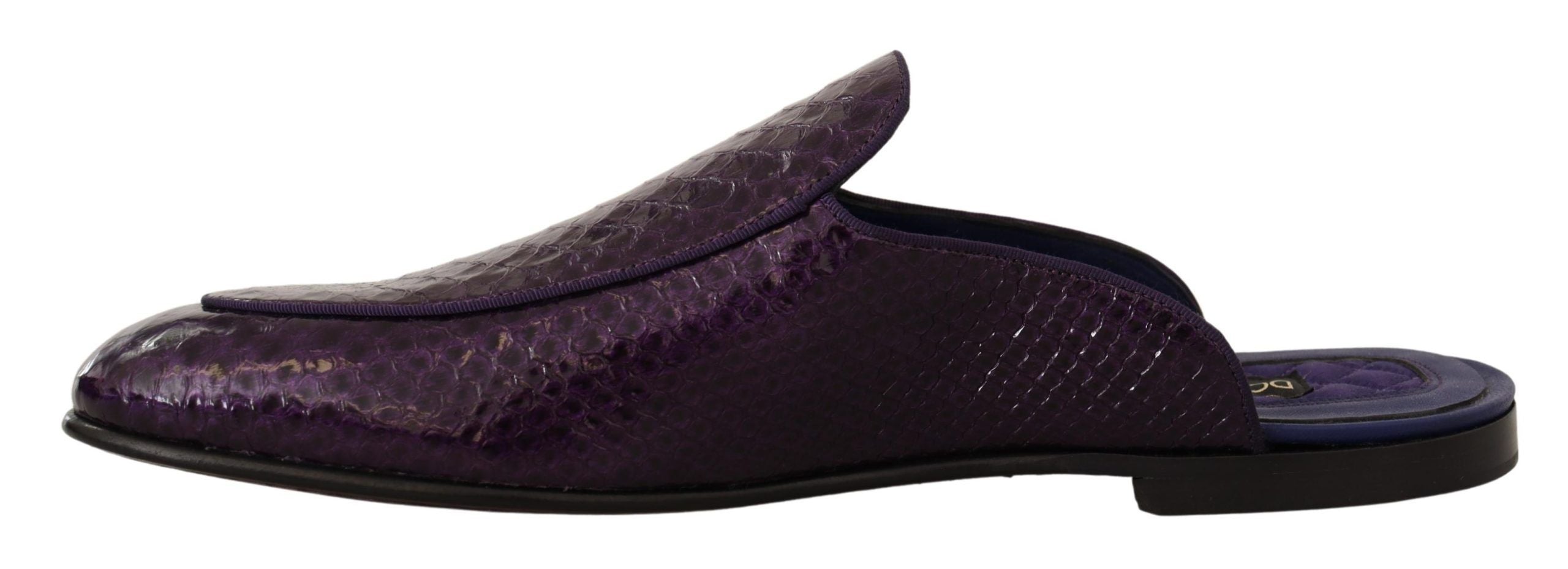 Dolce &amp; Gabbana – Pantoletten aus exotischem Pythonleder in Lila