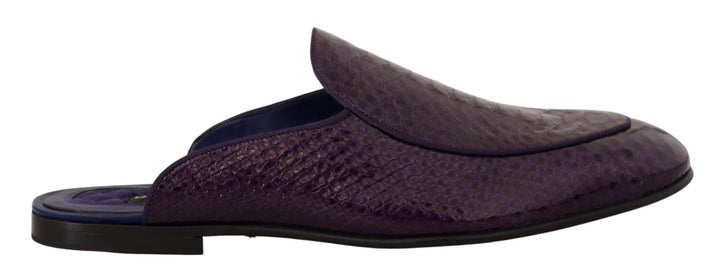 Dolce &amp; Gabbana – Pantoletten aus exotischem Pythonleder in Lila