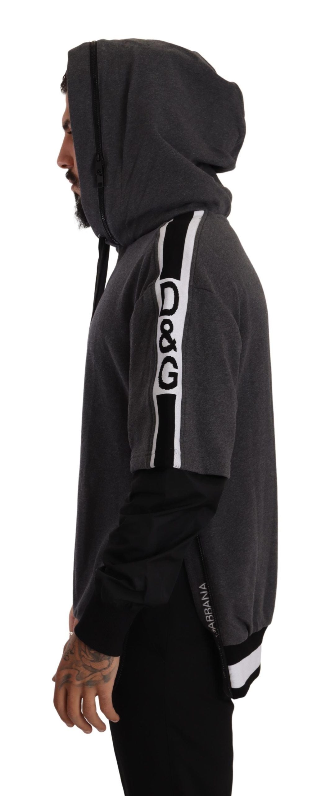 Dolce &amp; Gabbana Elegantes Kapuzenpullover in Schwarz und Grau