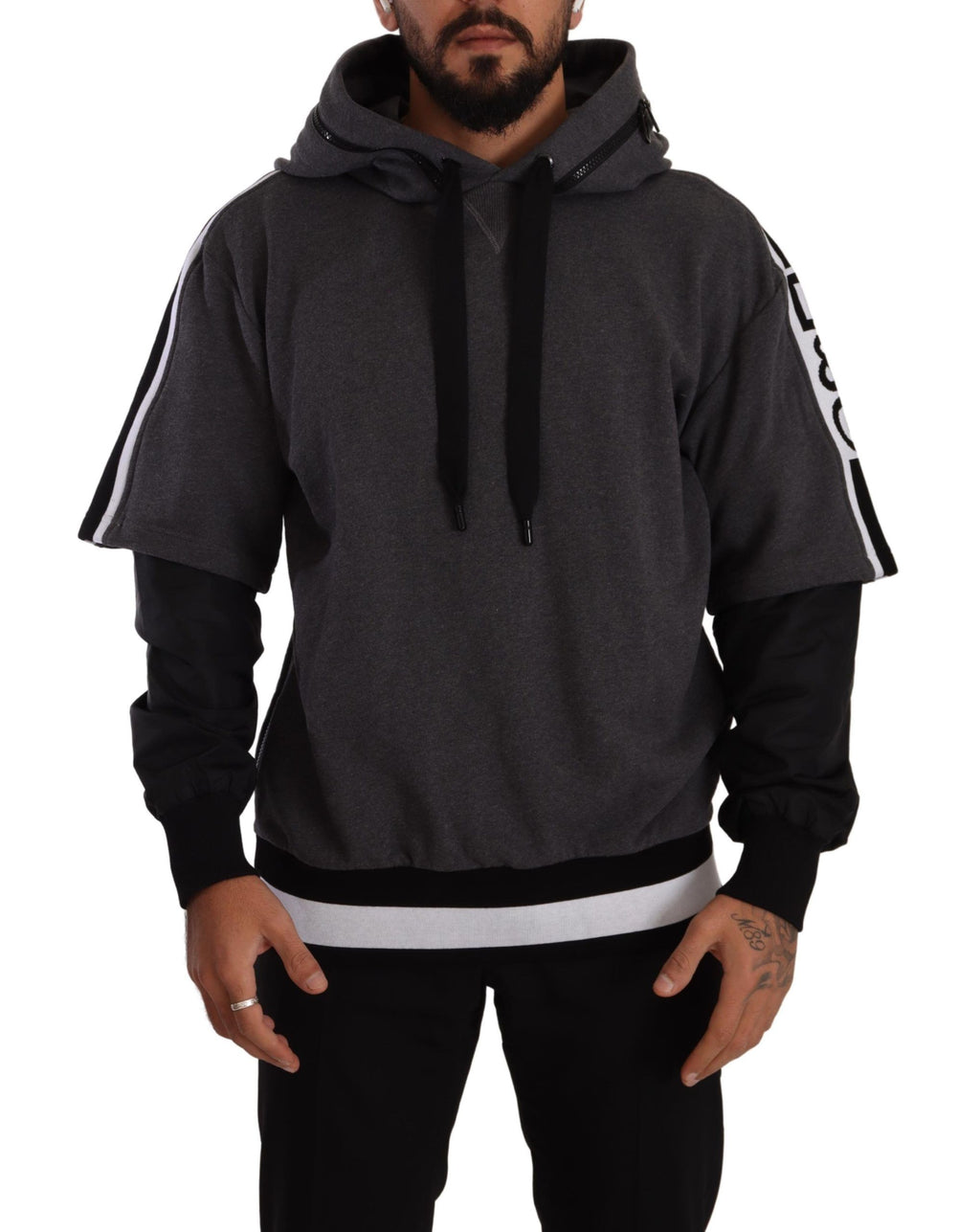 Dolce &amp; Gabbana Elegantes Kapuzenpullover in Schwarz und Grau