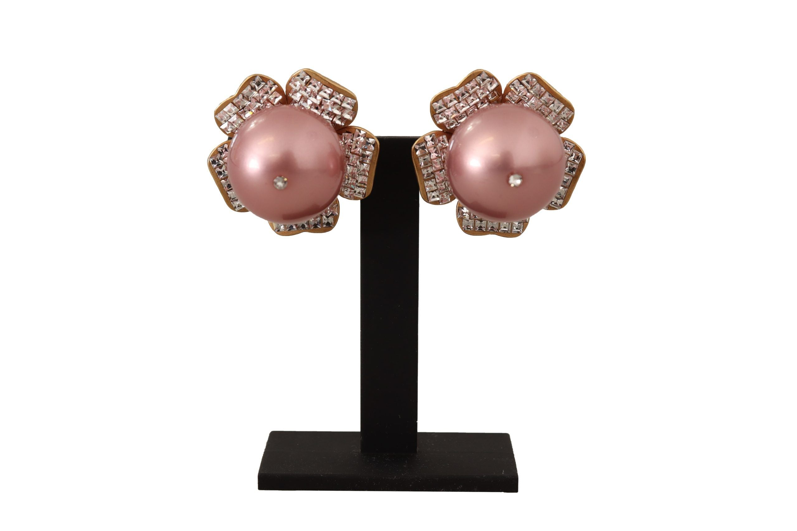 Dolce &amp; Gabbana – Elegante Clip-On-Ohrringe mit Blumenmuster und Kristallperlen