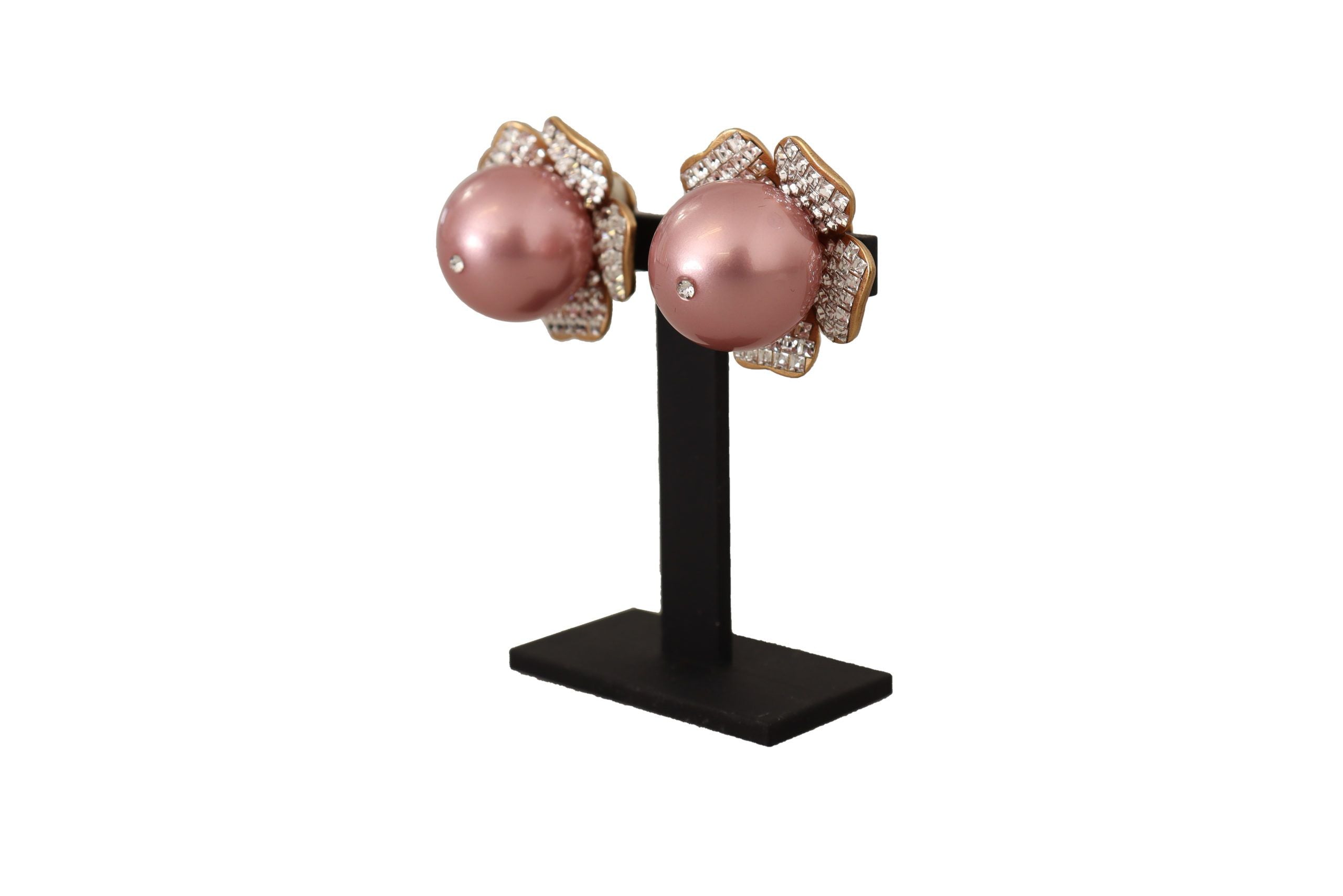 Dolce &amp; Gabbana – Elegante Clip-On-Ohrringe mit Blumenmuster und Kristallperlen