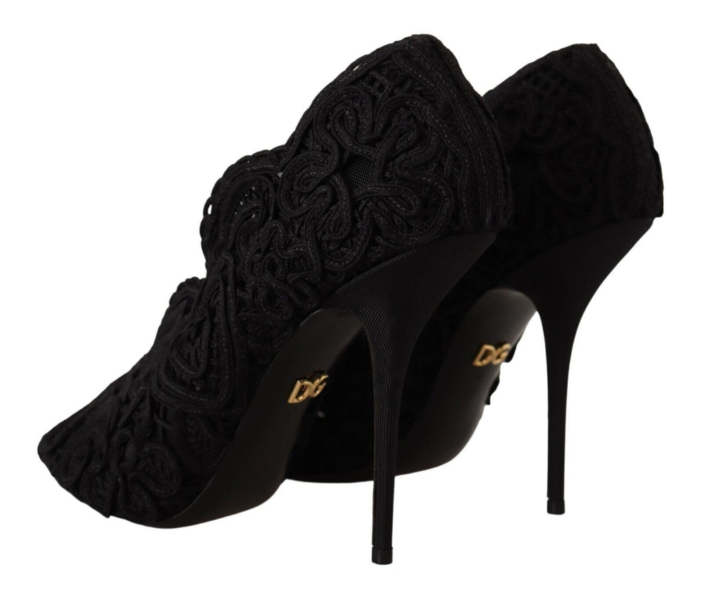 Dolce &amp; Gabbana Elegante schwarze Stiletto-Absätze aus Spitze