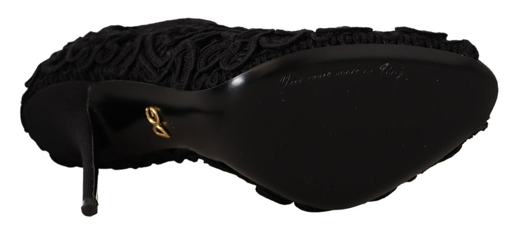 Dolce &amp; Gabbana Elegante schwarze Stiletto-Absätze aus Spitze