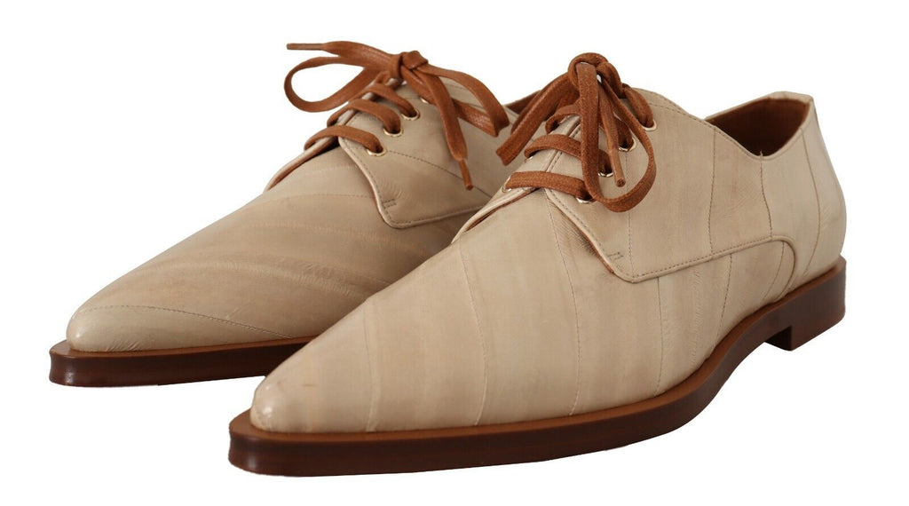 Dolce &amp; Gabbana – Elegante, beigefarbene Ballerinas aus Aalleder