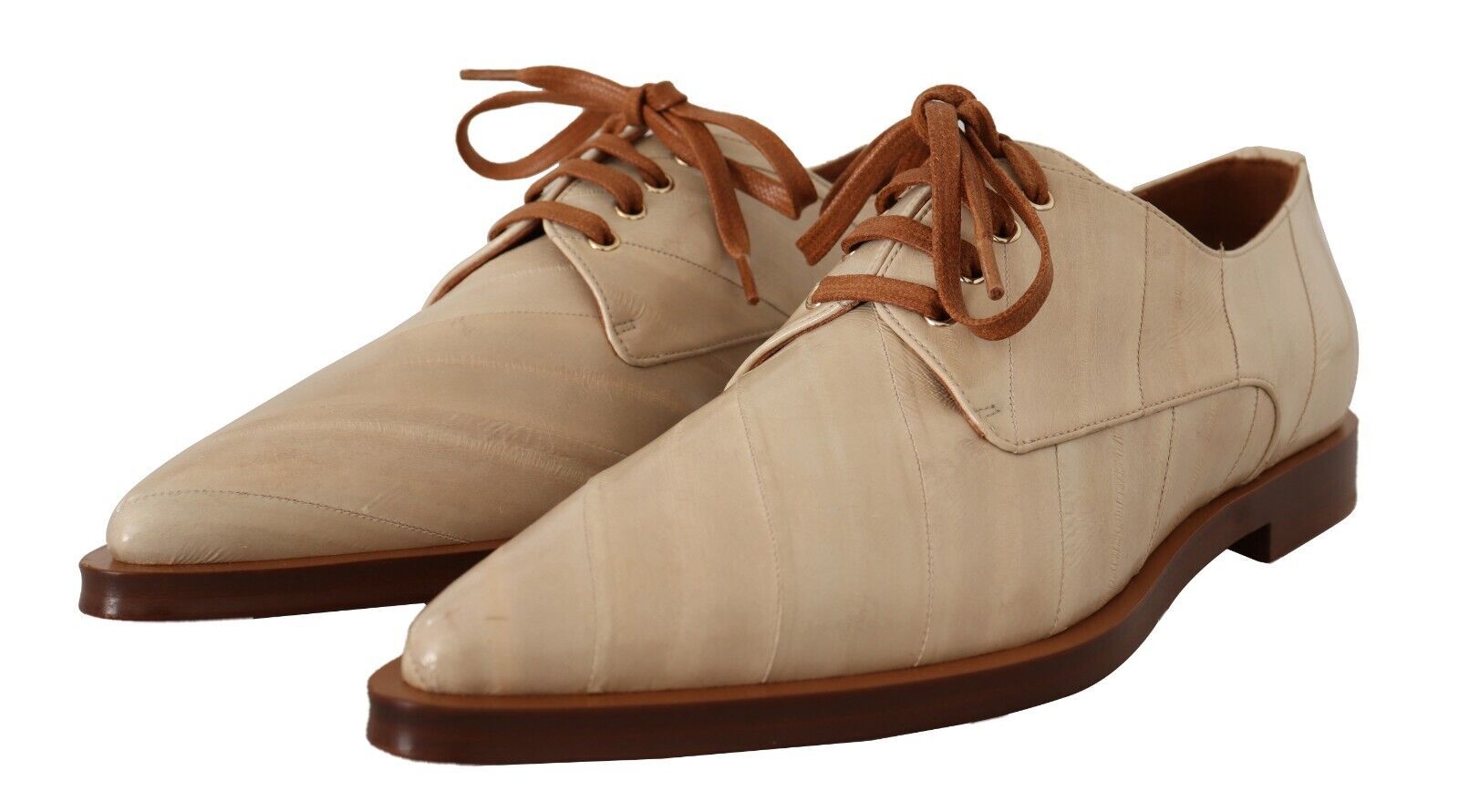 Dolce &amp; Gabbana – Elegante, beigefarbene Ballerinas aus Aalleder