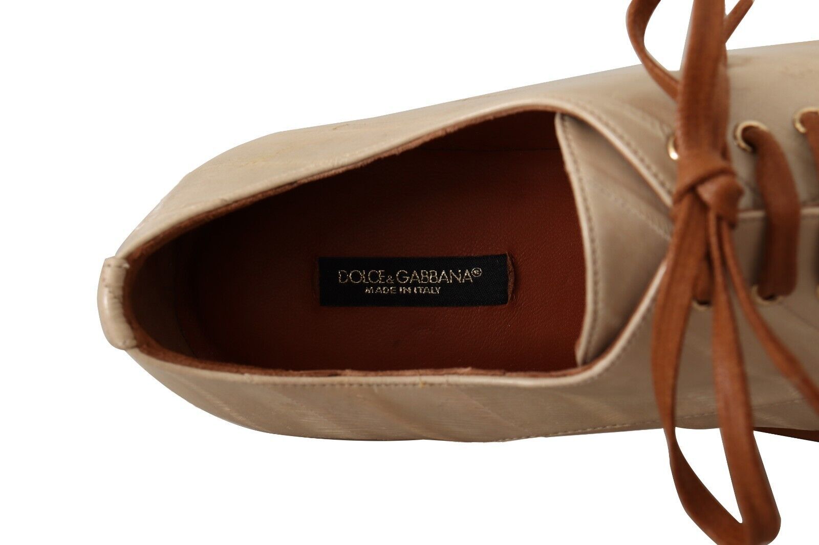 Dolce &amp; Gabbana – Elegante, beigefarbene Ballerinas aus Aalleder