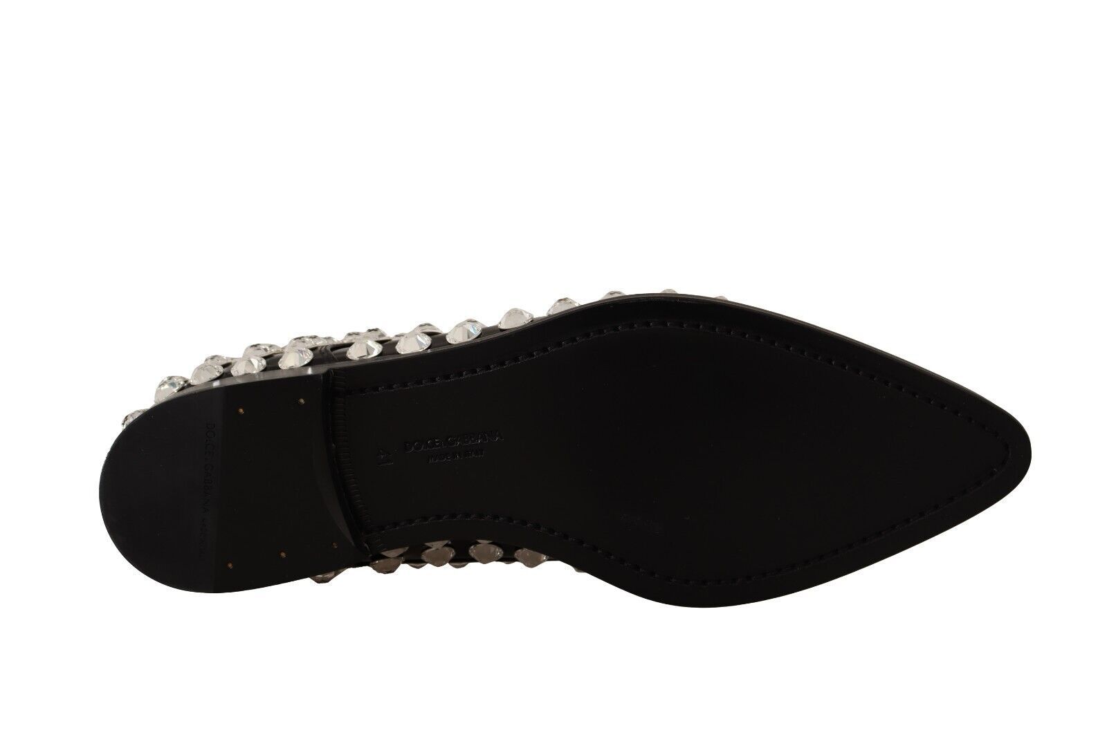 Dolce &amp; Gabbana – Ballerinas aus Leder mit Kristallverzierung