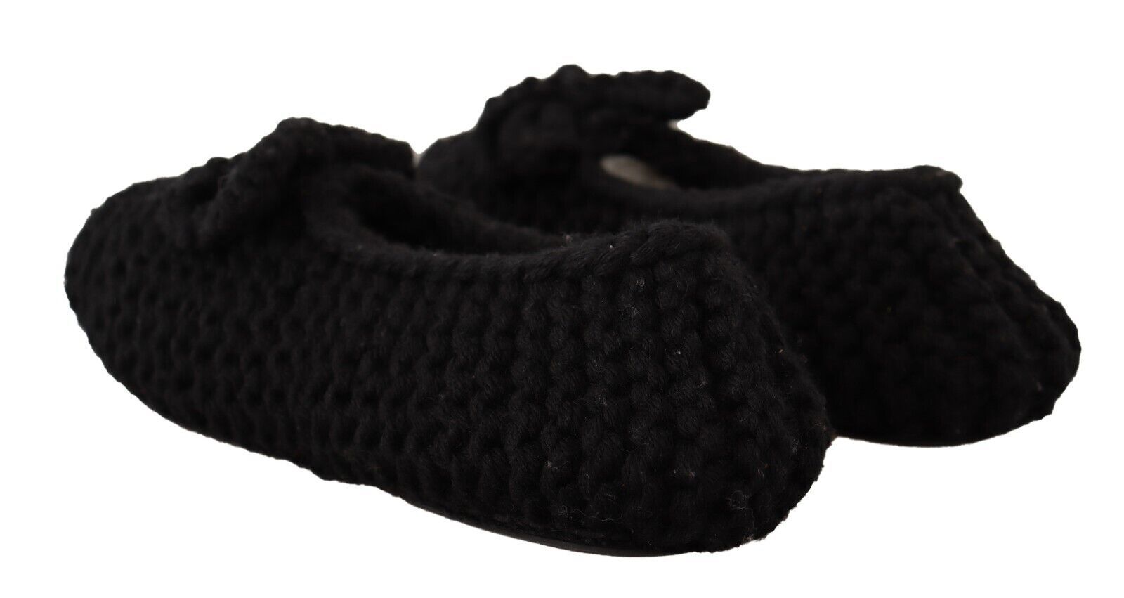 Dolce &amp; Gabbana Elegante schwarze Ballerinas aus Wollstrick
