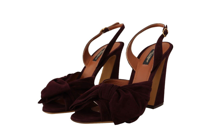 Dolce &amp; Gabbana Elegante lila Wildleder-Sandalen mit Absatz