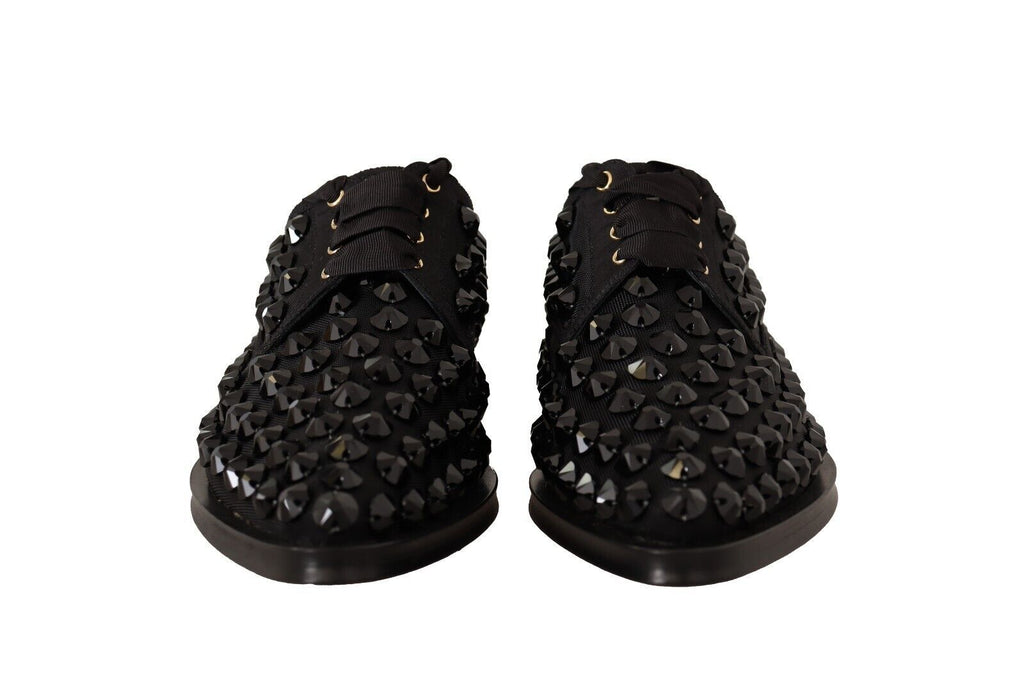 Dolce &amp; Gabbana Elegante Ripsband-Schnürschuhe mit Schmucksteinen
