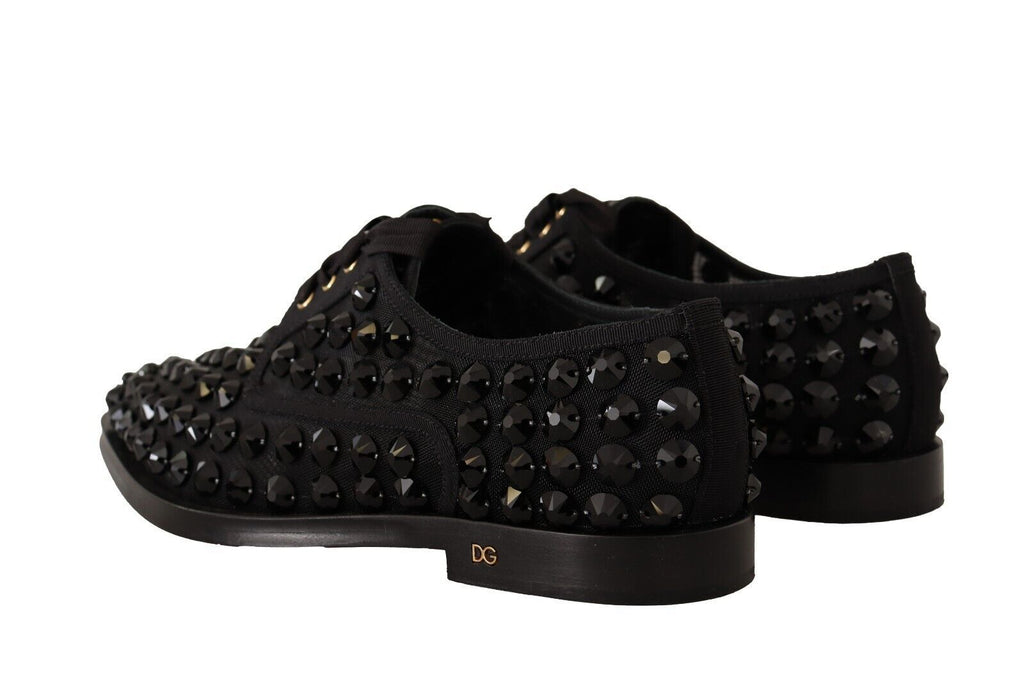 Dolce &amp; Gabbana Elegante Ripsband-Schnürschuhe mit Schmucksteinen