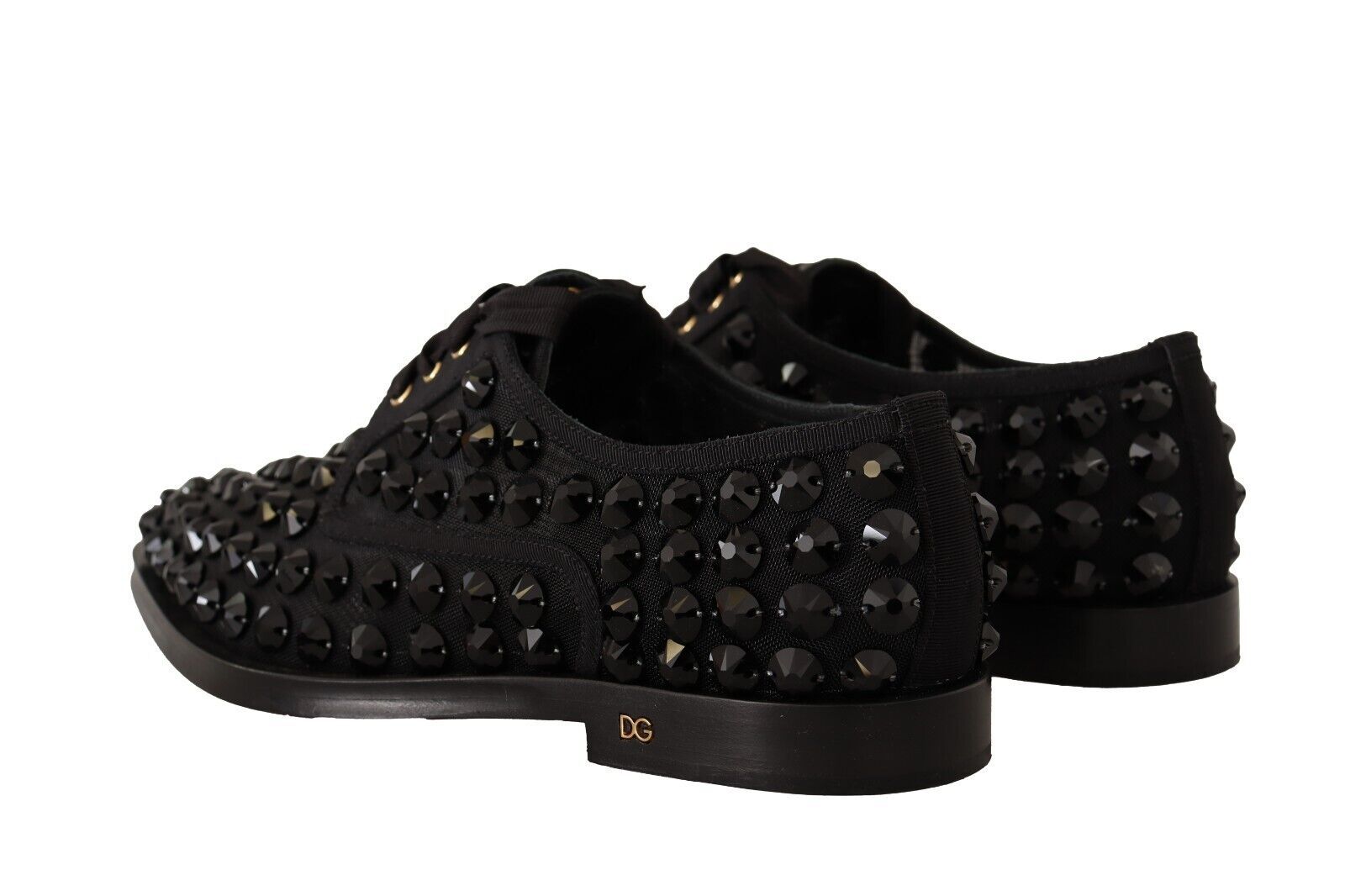 Dolce &amp; Gabbana Elegante Ripsband-Schnürschuhe mit Schmucksteinen