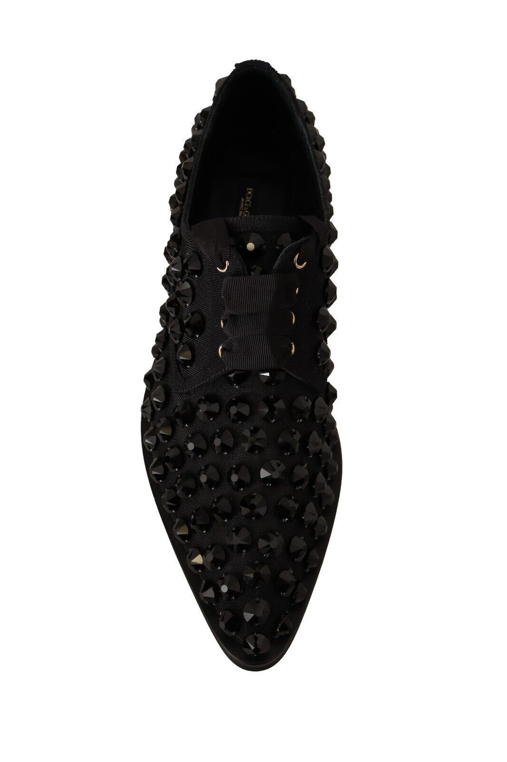 Dolce &amp; Gabbana Elegante Ripsband-Schnürschuhe mit Schmucksteinen