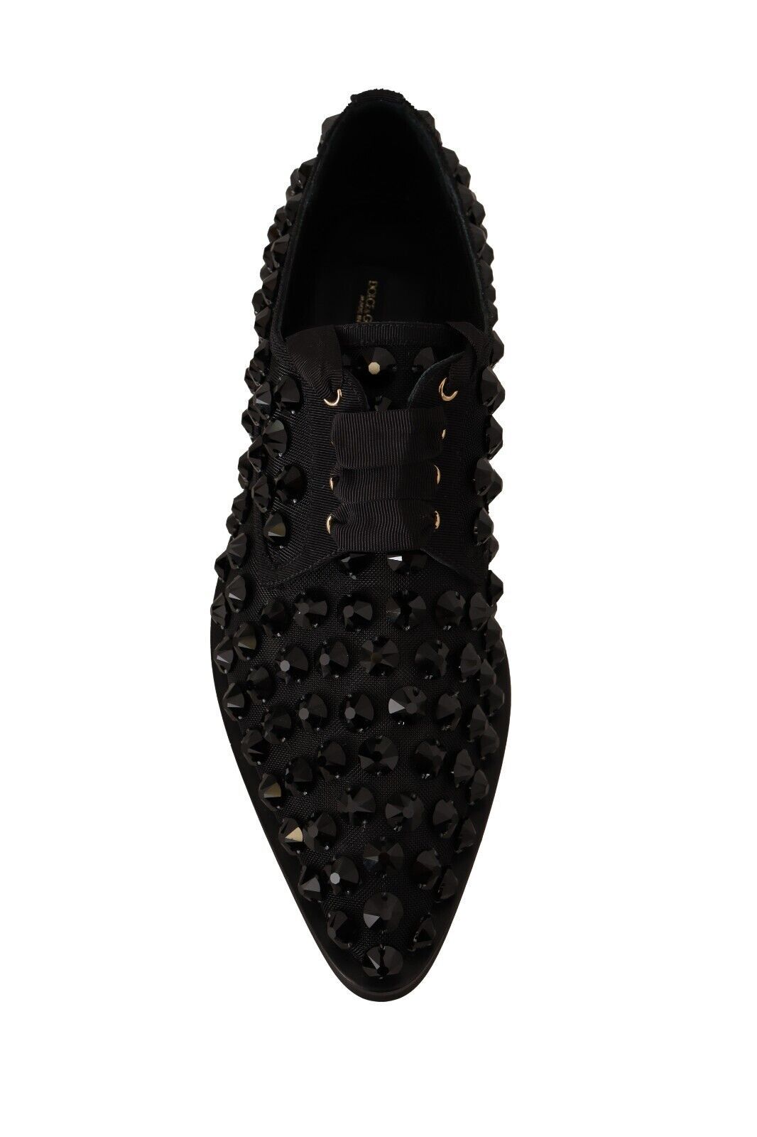 Dolce &amp; Gabbana Elegante Ripsband-Schnürschuhe mit Schmucksteinen