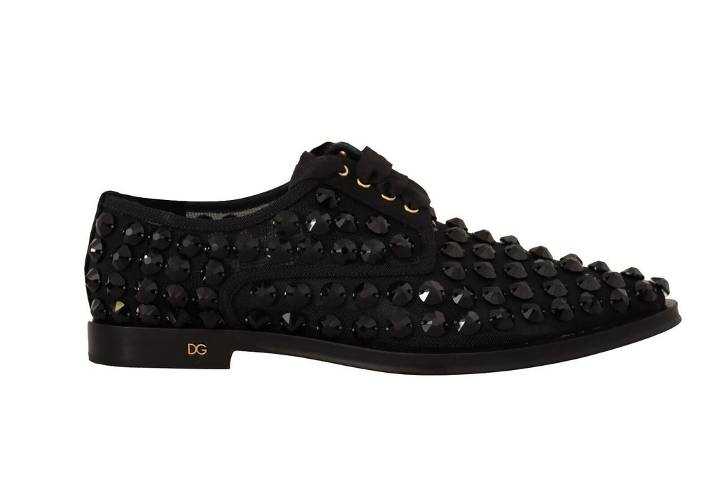 Dolce &amp; Gabbana Elegante Ripsband-Schnürschuhe mit Schmucksteinen