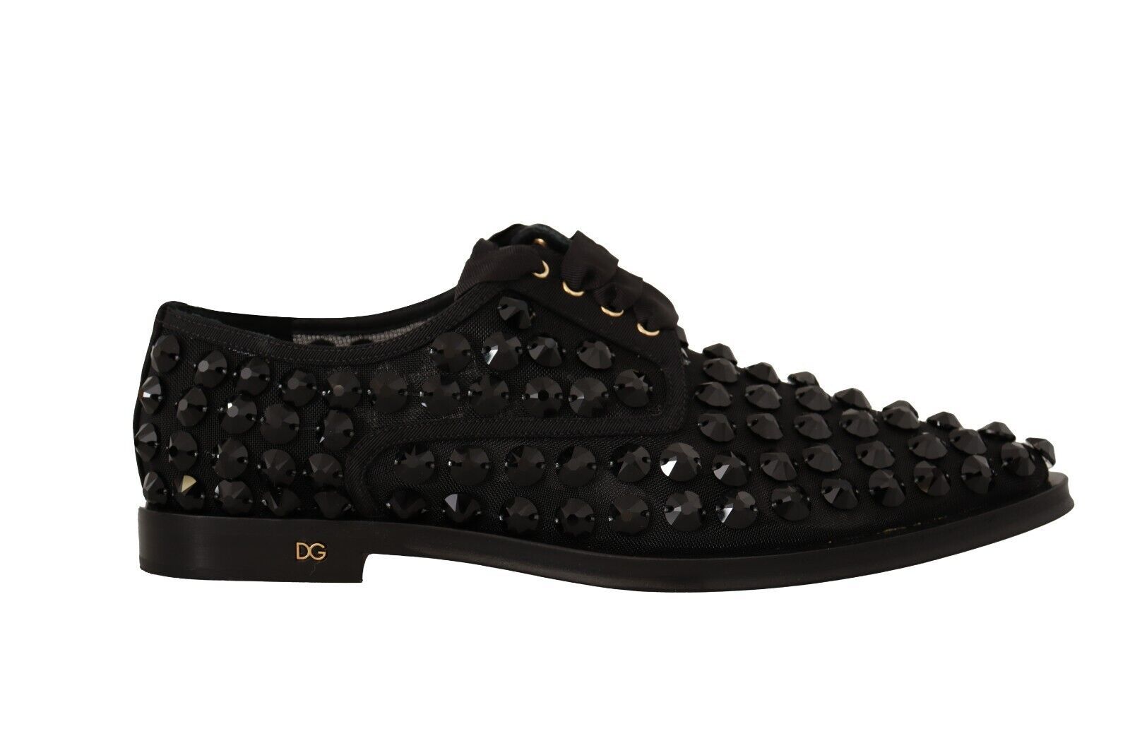 Dolce &amp; Gabbana Elegante Ripsband-Schnürschuhe mit Schmucksteinen