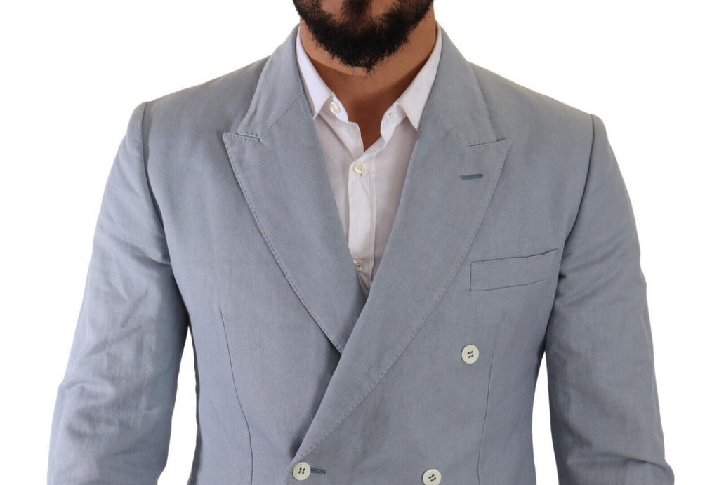 Dolce &amp; Gabbana Eleganter Slim Fit Hellblauer Zweireihiger Blazer