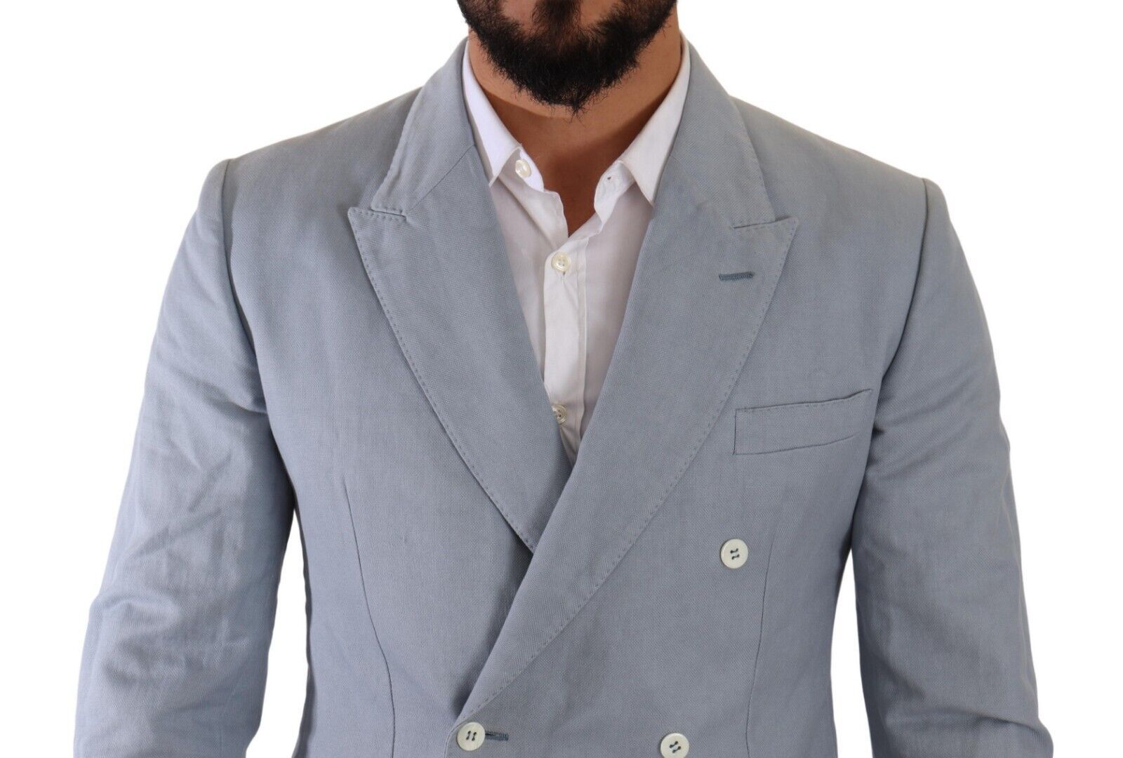 Dolce &amp; Gabbana Eleganter Slim Fit Hellblauer Zweireihiger Blazer