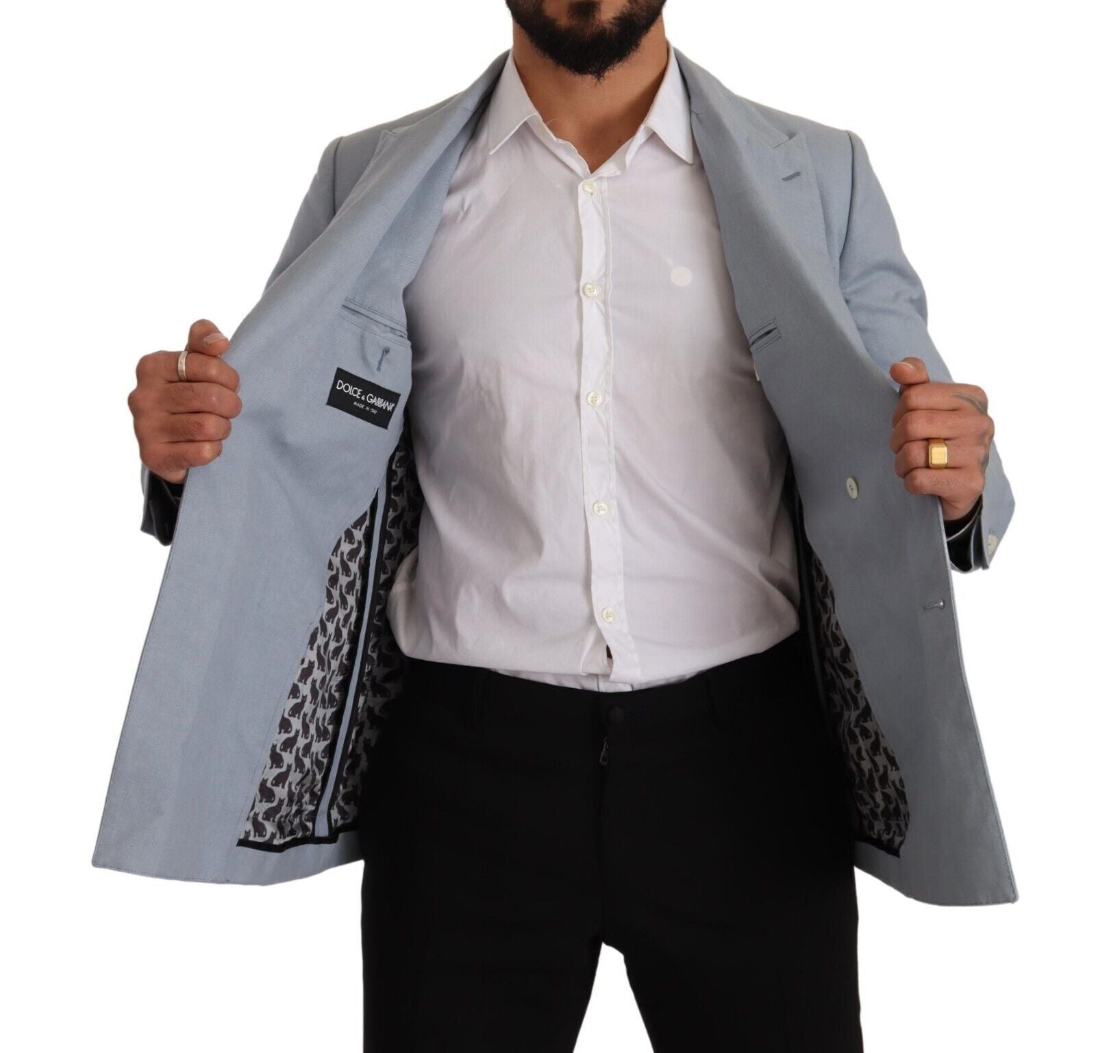 Dolce &amp; Gabbana Eleganter Slim Fit Hellblauer Zweireihiger Blazer