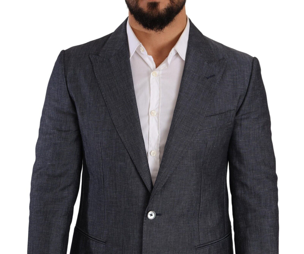 Dolce &amp; Gabbana – Eleganter Slim Fit-Blazer in Blau mit zwei Knöpfen