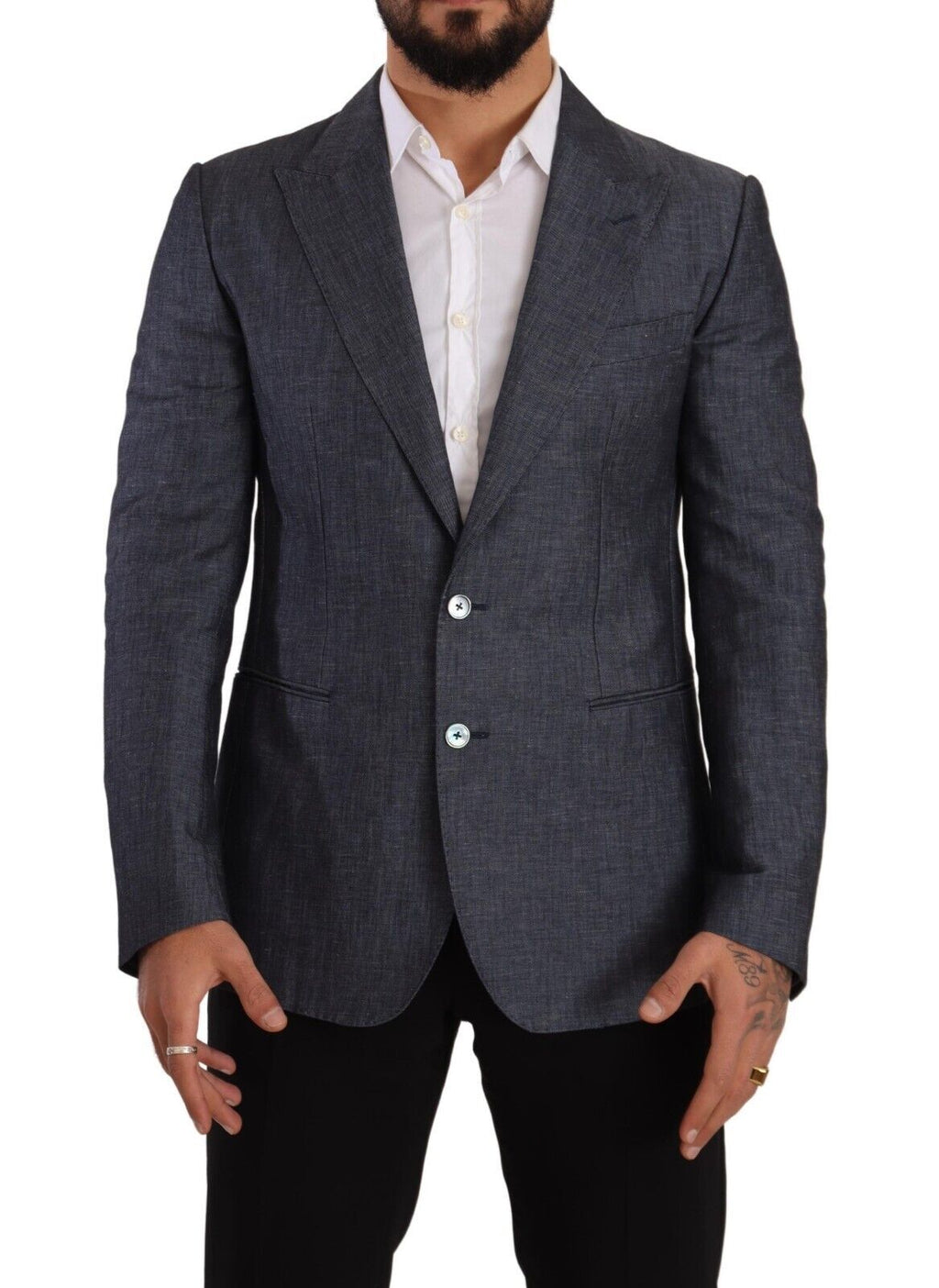 Dolce &amp; Gabbana – Eleganter Slim Fit-Blazer in Blau mit zwei Knöpfen